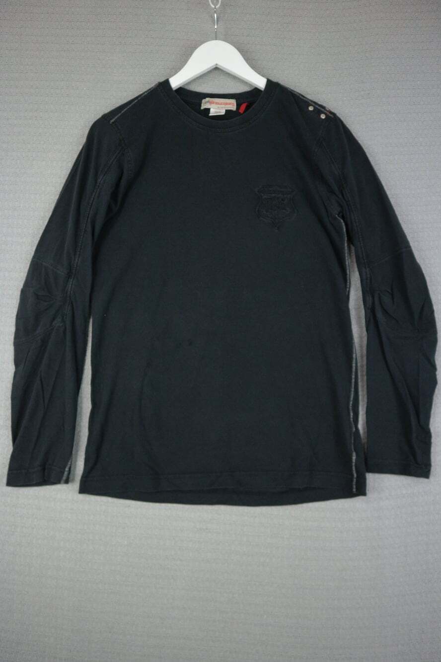 Parasuco Jeans Long Sleeve Graphic T-Shirt Black Men's Size Small Cotton Top